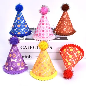 Lot de chapeaux de fête pailletés pour animaux avec motifs de pattes et d'os mignons