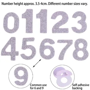 Light purple glitter number stickers 0-9 for DIY pet birthday party hat decoration