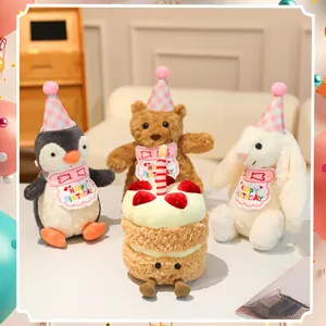 Set creativo de gorro de cumpleaños y babero para mascotas a cuadros rosas en peluches