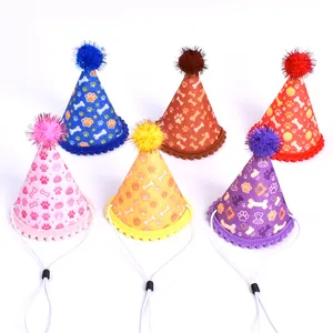 Six chapeaux de fête brillants pour animaux avec motifs de pattes et d'os pour anniversaires