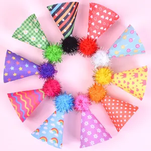 10-piece set of colorful printed pet birthday hats for cats and dogs party decoration