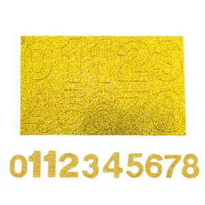 Set of gold glitter number stickers 0-8 for DIY pet birthday party hat decorations
