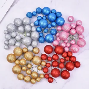 Glitter ball cake toppers in gold silver red blue pink for bakery decoration