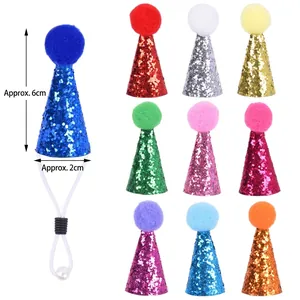 Guía detallata de tallas para mini sombreros de fiesta para mascotas con lentejuelas