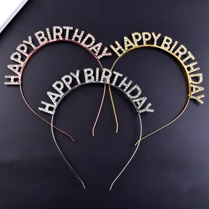 Detailansicht von Happy Birthday Strass-Haarreifen in Gold Roségold und Silber