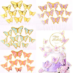Décorations de Gâteau Papillon Papier Bronzant Papillon Doré Romantique Style Ins Anniversaire Ornements de Pâtisserie pour Mariage Fête Événement