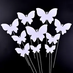10pcs White Paper Butterfly Cake Topper Elegant Goddess Princess Birthday Party Wedding Cake Decoration Insert Set