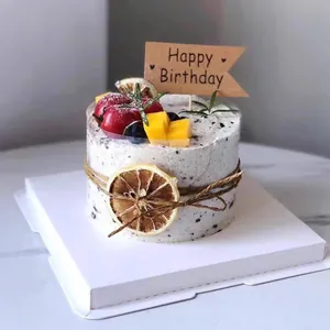 Kraft paper birthday cake topper banner with Happy Birthday text in forest style