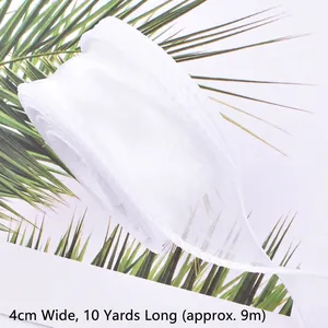 Detail shot of 4cm wide white fishtail gauze ribbon for floral and gift packaging decoration