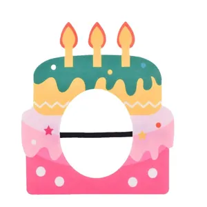Creative colorful birthday cake party mask photo prop decoration with elastic strap