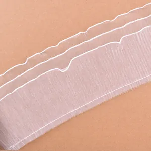 Elegante cinta de gasa de malla ondulada plisada blanca para decoración de pasteles y fiestas
