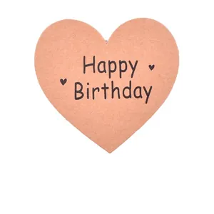 Heart-shaped kraft paper cake topper decoration featuring Happy Birthday message design