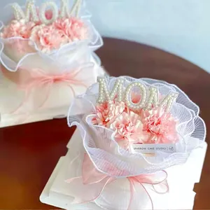 Décoration de gâteau MOM en perles élégantes pour la fête des mères et l'anniversaire.