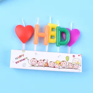 Set di Candele Colorate Compleanno HBD Lettera Cuore Stile Coreano Candele Decorative in Paraffina Per Festa Celebrazione