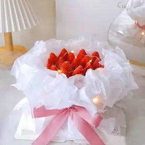 INS style white pleated pear paper wrapping for luxury cake and bouquet decoration