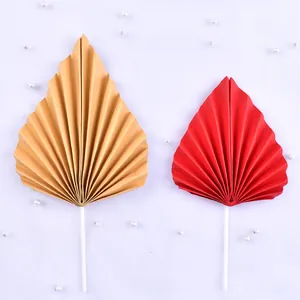 Décorations de gâteau en éventail pliables vintage rouge et or pour desserts de fête