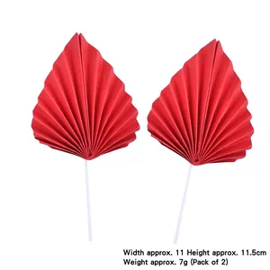 Lot de 2 éventails en papier rétro rouges pour décoration de gâteau d'anniversaire