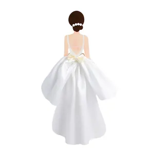 Elegant 3D white satin skirt goddess back view cake topper for Mother's Day decoration