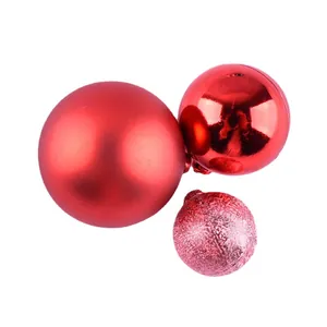 Juego de bolas decorativas rojas para pasteles con acabados mate, brillante y purpurina