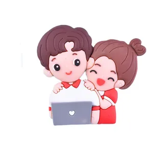 Adorable cartoon boy and girl soft PVC cake topper for Valentine's Day party decor