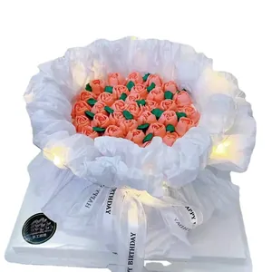 Decorative tissue paper for cake floral bouquet packaging with LED lights
