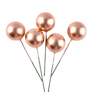 Set van 5 roségouden metallic schuimballen voor taartdecoratie op verjaardagsfeestjes