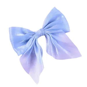 Elegant blue and purple gradient mesh bow topper for beautiful birthday cake decoration