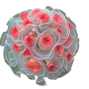 Elegant white wavy mesh gauze for Korean style flower bouquet wrapping