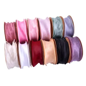 Gekleurde 4cm chiffon linten voor bloemboeketten en luxe geschenkverpakking