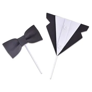 Set de adornos para tarta con pajarita negra y traje de esmoquin para el Día del Padre