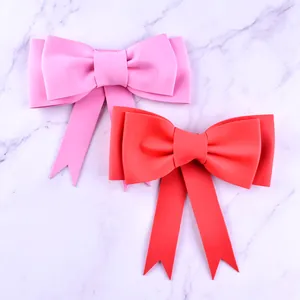 Double-layer EVA large bow cake toppers in pink and red for birthday party decoration