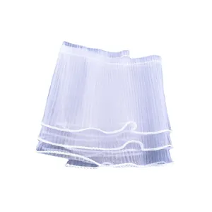 Elegant white pleated cake ribbon with wavy edges for birthday cake decoration.