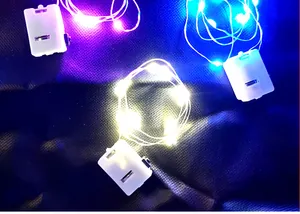 Multi-color LED copper wire string lights with portable battery boxes for decoration