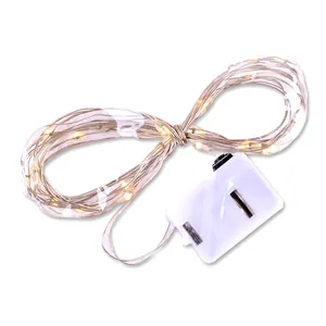 Warm white LED copper wire fairy lights with battery box for floral and cake decoration