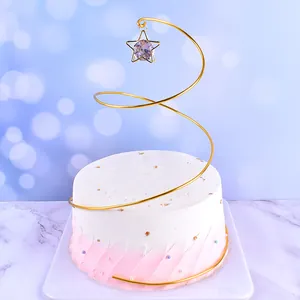 Luxury Iron Art Spiral Cake Topper Rhinestone Wishing Tree Ornament Gold Silver For Birthday Wedding Party Decoration