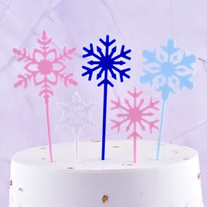 Adornos de Plástico para Pasteles de Copos de Nieve con Brillantina para Decoración de Pasteles de Cumpleaños Boda Navidad Fiesta