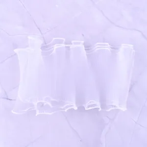 Elegant white ruffled mesh ribbon for birthday cake decoration and romantic gift wrapping
