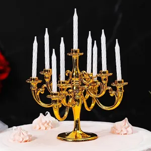 Retro 9 Arm Mini Plastic Cake Candelabra Decoration Set With 9 Spiral Candles For Wedding Birthday Party Cake Topper