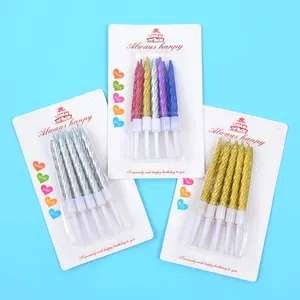 10er-Pack metallische Spiral-Geburtstagskerzen für Kuchendekoration in Gold und Silber