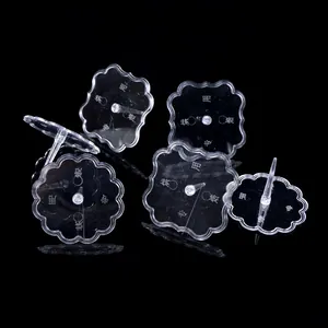Transparent Plastic Cake Topper Base Figurine Stand Holder 100 Pieces Scalloped Edge Isolation Party Decor Baking Accessories