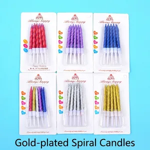 Metallic Spiral Birthday Candles For Cake Decoration Gold Silver Twisted Candle Set For Party Baking Accessories