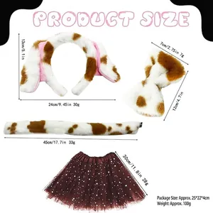 Detailed measurements and weight specifications for Dalmatian dog costume accessory set