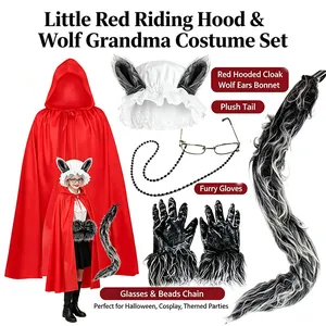 Detailed items for Little Red Riding Hood and Wolf Grandma Halloween costume set