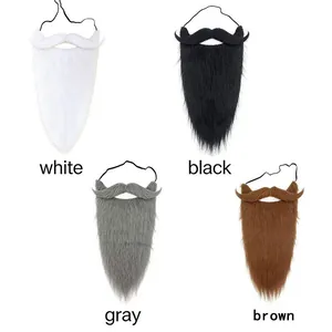 Fake beard costume set including white, black, gray, and brown beard options for parties