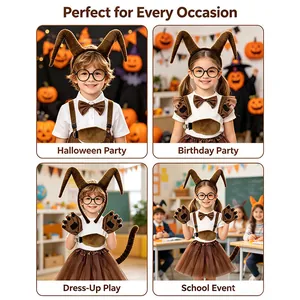 Brown antelope horn headband set for kids Halloween costume parties and school events