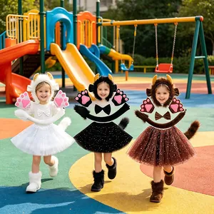 Adorable kids Halloween animal cosplay costume set with horns headband and tutu skirt