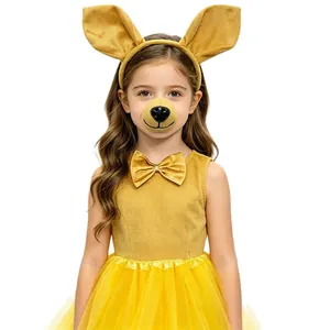Cerchietto con orecchie di canguro e muso in peluche per travestimento di Halloween per bambini