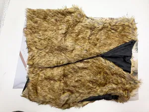 Detailed view of the brown faux fur reindeer costume vest for Christmas parties.