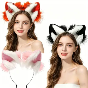 Plush animal ear headband set for Halloween Lolita cosplay costume