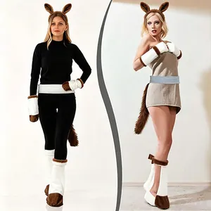 Halloween donkey ears headband tail gloves and leg covers animal costume accessory set